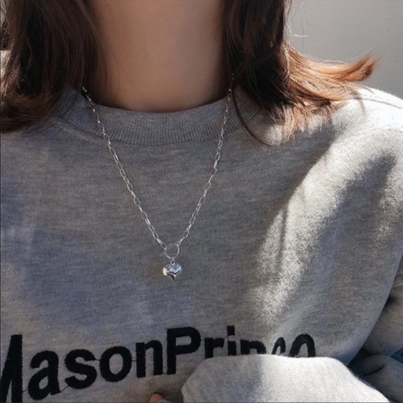 HEART 925 STERLING SILVER LINK CHAIN NECKLACE, NICE NECKLACE, CUTE NECKLACE - Picture 3 of 6